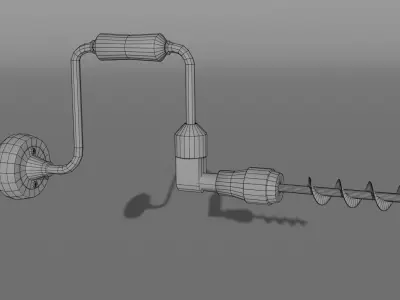 Vintage Low Poly Hand-Drill Low-poly 3D model