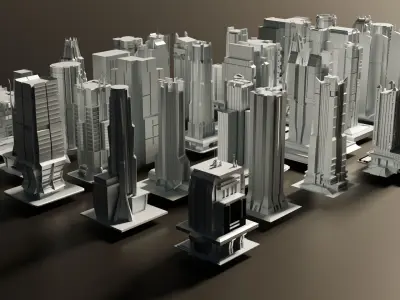 3D sci fi skyscraper  futuristic buildings 3D model