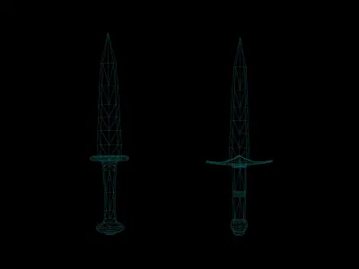 Medieval Daggers Swords Low Poly Game Ready Low-poly 3D model
