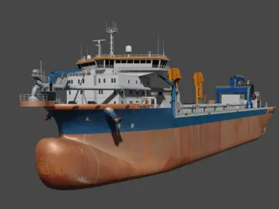 Trailing suction hopper dredger 3d model Low-poly 3D model
