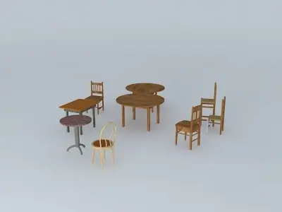 cafe chairs and tables Free 3D model