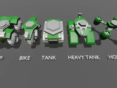 Low Poly Modular Tanks Low-poly 3D model
