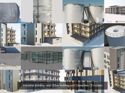 Industrial building  and Office building and Capacities 3D Model Pack