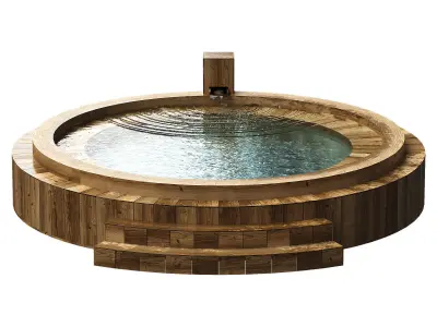circular wooden pool Low-poly 3D model