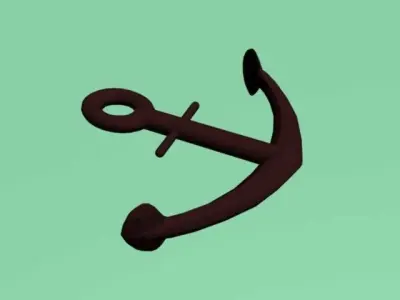 Anchor pirate map with and compass 3D model