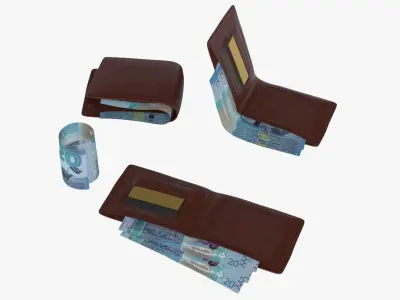 Kuwait 10 Dinars Wallet Money Purse 3D model