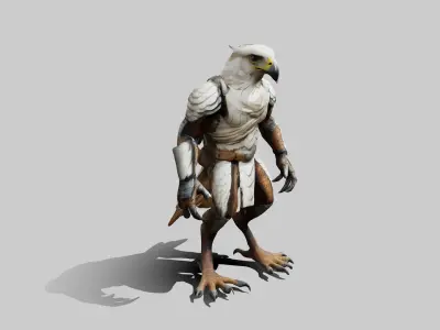Hawk Birdman Human Bird Character Low-poly 3D model