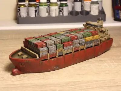 Modern container ship 3D print model