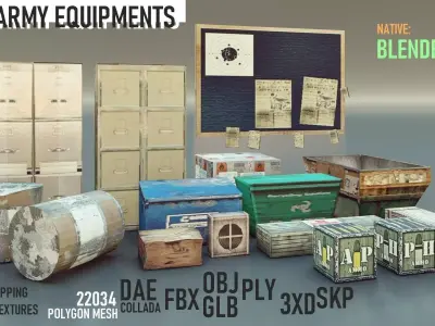 Ammo Boxes Low-poly 3D model buy