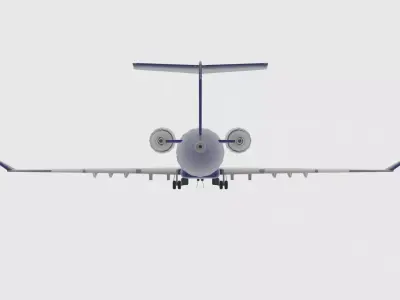 Jet Airliner with cabin interior Low-poly 3D model