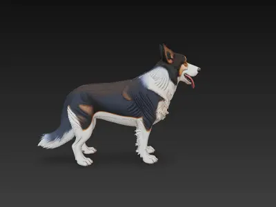 Dog Realistic 3D Model Basic - Low Poly Realistic Low-poly 3D model
