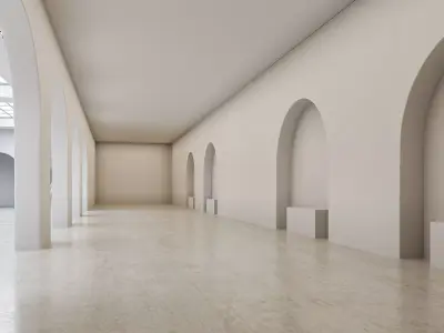 low poly interior space hall 18 3D model