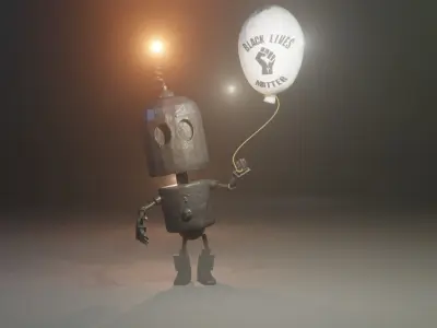 Black Lives Matter Tin Robot Tribute Free low-poly 3D model