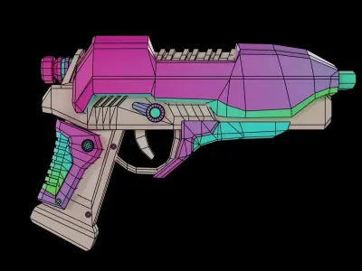 Low Poly Sci-fi Piston Gun Low-poly 3D model