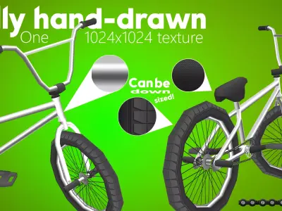 Stylized BMX Bike  - Lowpoly and Optimized Low-poly 3D model