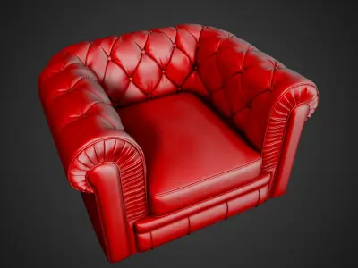 Chesterfield Vintage Leather Arm Chair  3D model