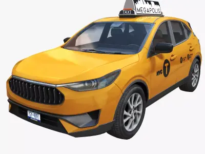 Generic SUV yellow taxi Low-poly 3D model