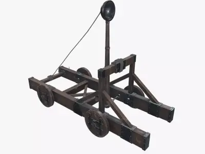 Medieval Catapult V01 Old Low-poly 3D model