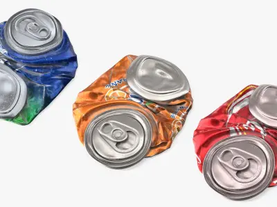 Crushed Soda Cans Used Collection 3D model