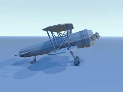 Lowpoly biplane 3D model Low-poly 3D model