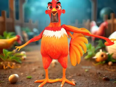 Vibrant Rooster Character model pack Low-poly 3D model
