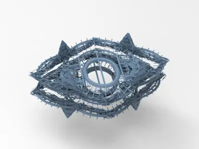 Cyberpunk magma oil rig refinery fire  3D model