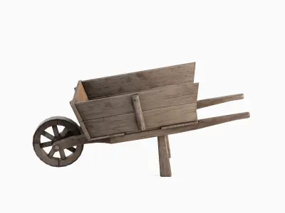 Medieval Wooden Cart 04 Low-poly 3D model