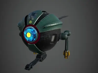 Sci Fi Harvesting Drone Low-poly 3D model
