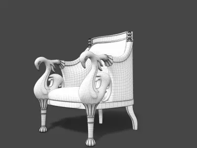 Antique wooden Sofa Chair 3D Model 3D model