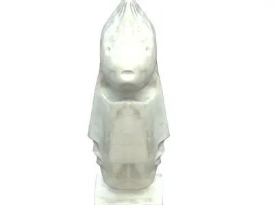 Fish face marble statues Low-poly 3D model