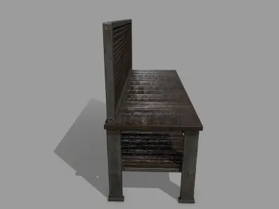 workbench bench made of wood and metal Low-poly 3D model