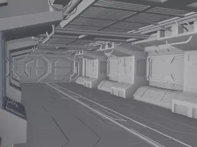 Sci Fi Corridor Interior with Doors 3D model
