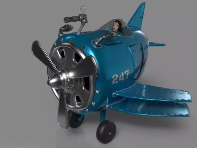 Cartoon Aircraft Code 247  Low-poly 3D model