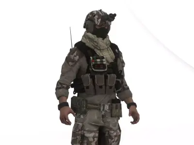 Modern Military Soldier 3D Model Game-Ready Rigged Low-poly 3D model