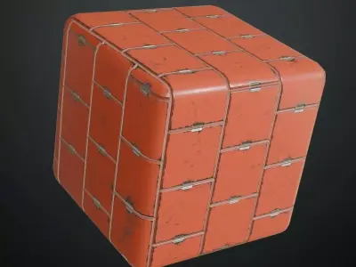 Orange Industrial Locker Panel Metal Plate PBR Seamless Texture