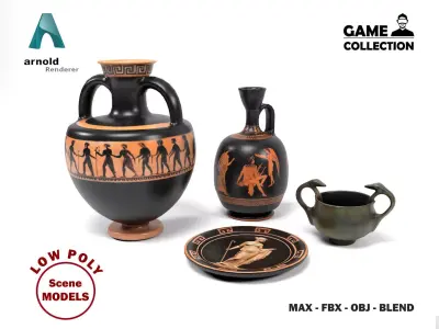 Greek pottery  Low-poly 3D model