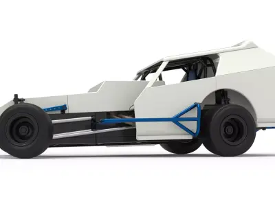 Vintage Dirt Modified stock car V8 while turning Scale 1 to 25 3D print model