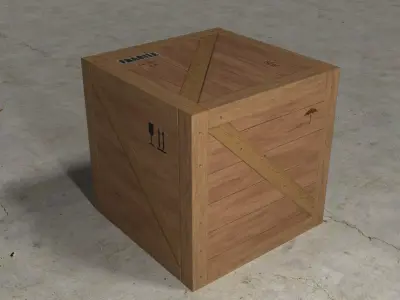 low poly 1 wooden box Low-poly 3D model