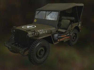 WW2 Jeep Low-poly 3D model