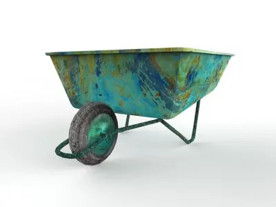 wheelbarrow old rusty Free low-poly 3D model