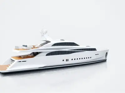 Floating Skybridge Yacht model pack with elevated observation... Low-poly 3D model