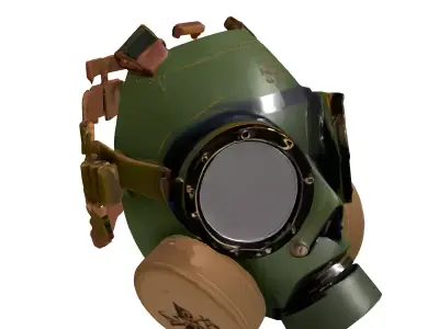 Worn Military Gas Mask Low-poly 3D model