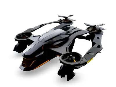 Futuristic SciFi Drone Quadcopter Low-poly 3D model