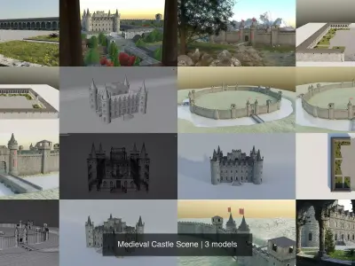 Medieval Castle Scene 3D Model Collection