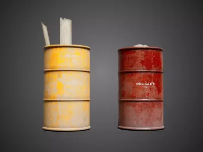 Metal Barrel Industrial Props 3D model