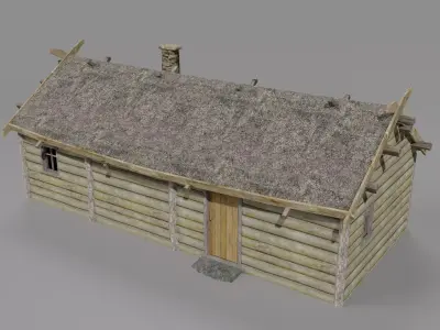 Medieval house Low-poly 3D model 9