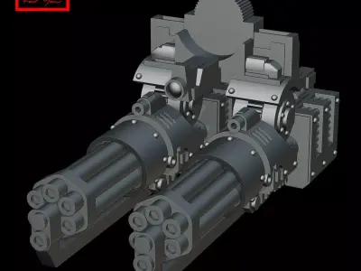 M134 Minigun dual 3D model
