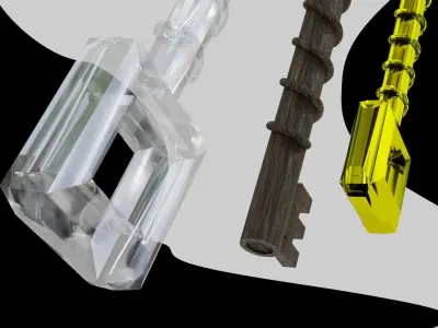 Antique key Low-poly 3D model get