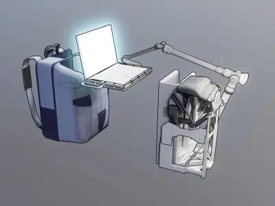 Robotic Backpack and Drone Launch Station 3D model