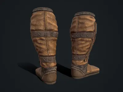 Medieval armored boots Low-poly 3D model